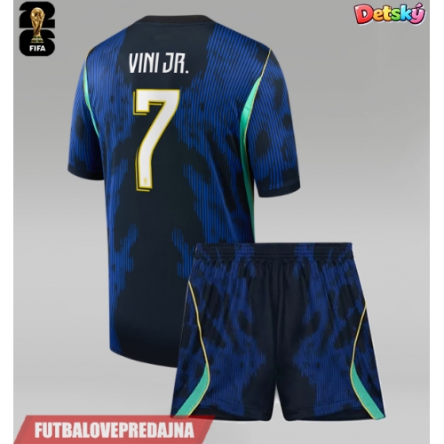 Lacne Dětský Futbalové dres Brazília Vinicius Junior #7 MS 2026 Krátky Rukáv - Preč (+ trenírky)